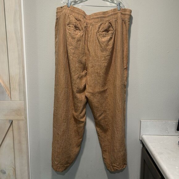 Athleta Womens Pants 26 Linen Textured Wide Leg Brown Pockets Beach Coastal - Picture 4 of 14
